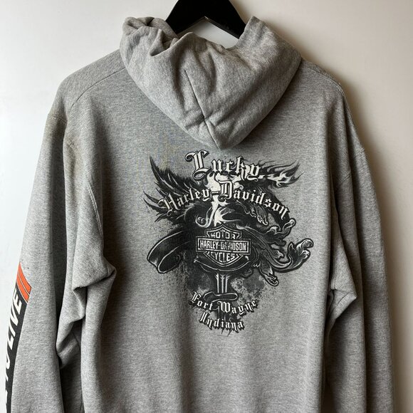 Harley Davidson Fort Wayne Indiana Hoodie Adult Gray Large Graphic - Picture 6 of 16